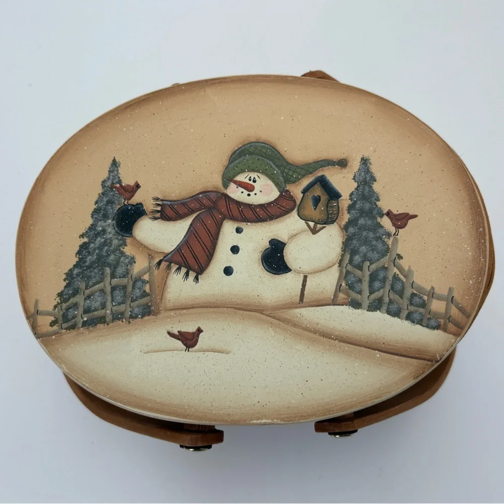 Vintage Snowman Decorative Woven Basket